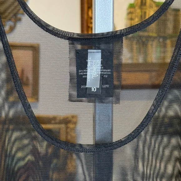 Sympli Black Mesh Overlay Tank Tunic Dress - White House Design - Picture 3 of 14